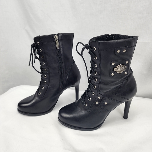 HarleyDavidson Shoes Harleydavidson Vikki Moto Leather Heels